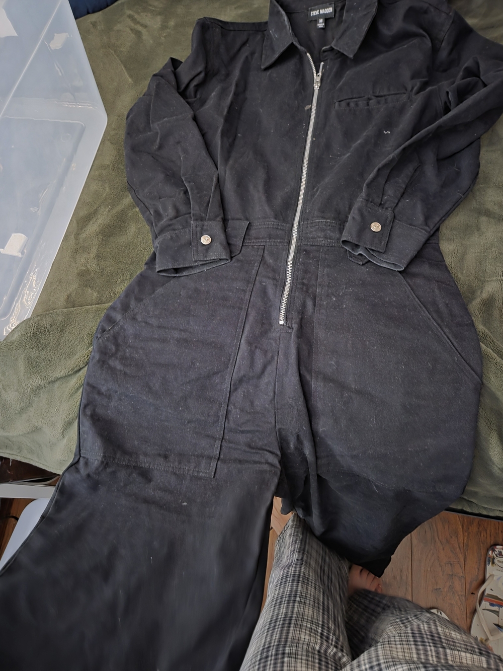 DKNY Black Zipper Front Jumpsuit